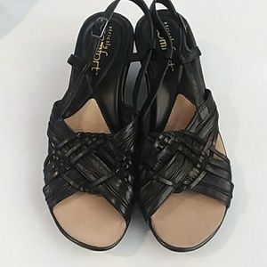 New Black Leather Comfort Sandals